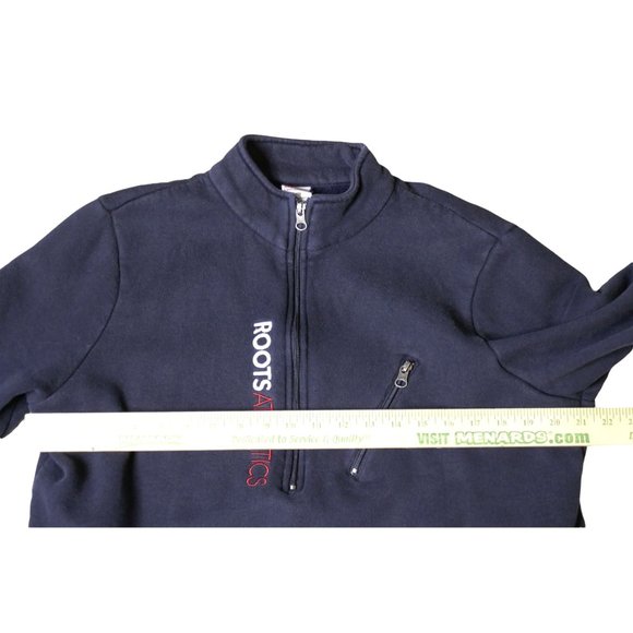 Vintage 90s Roots Athletics Canada 1/2 Zip Fleece Lined Crop Sweater Size XL - Picture 4 of 9